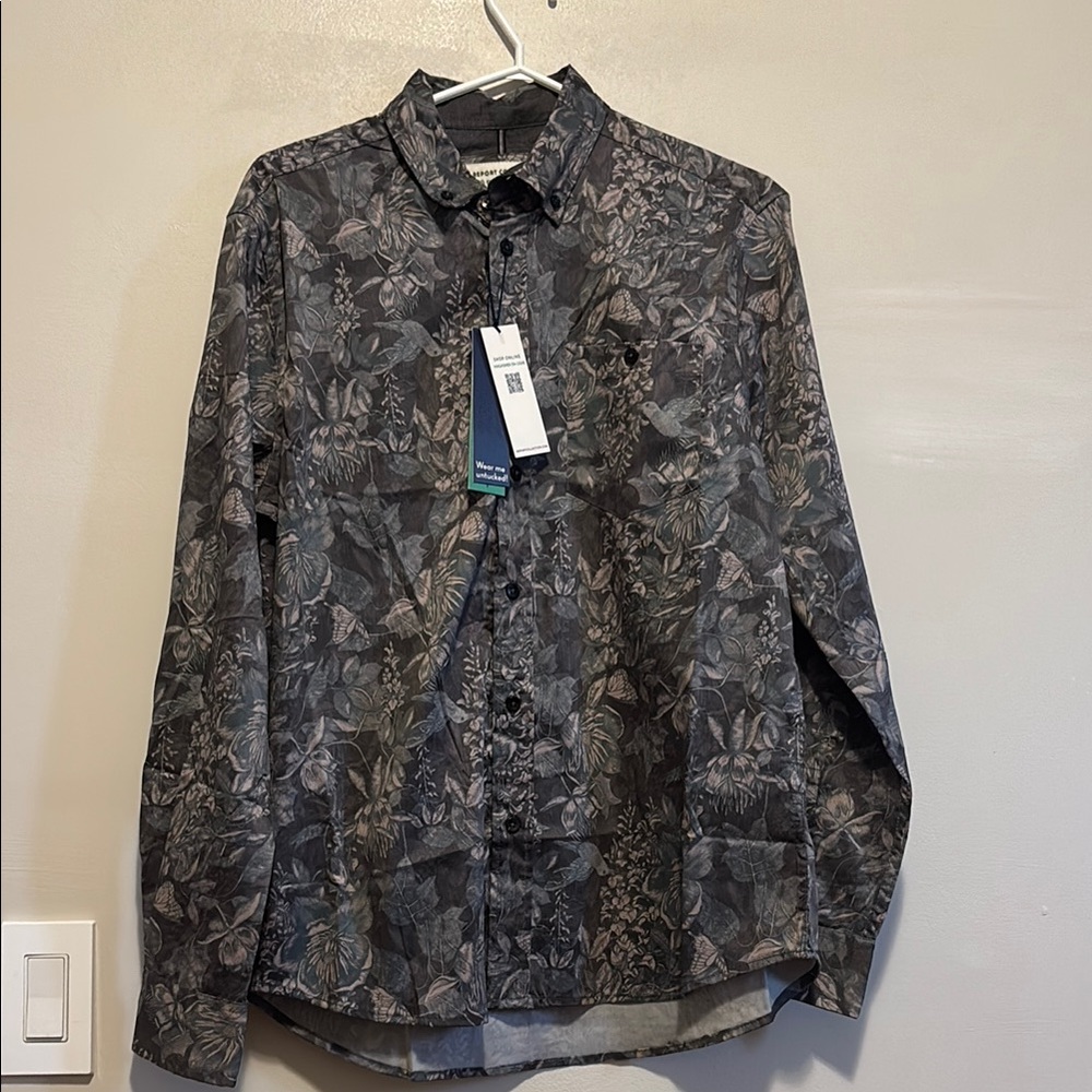 Report Collection Dark Floral Dress Shirt